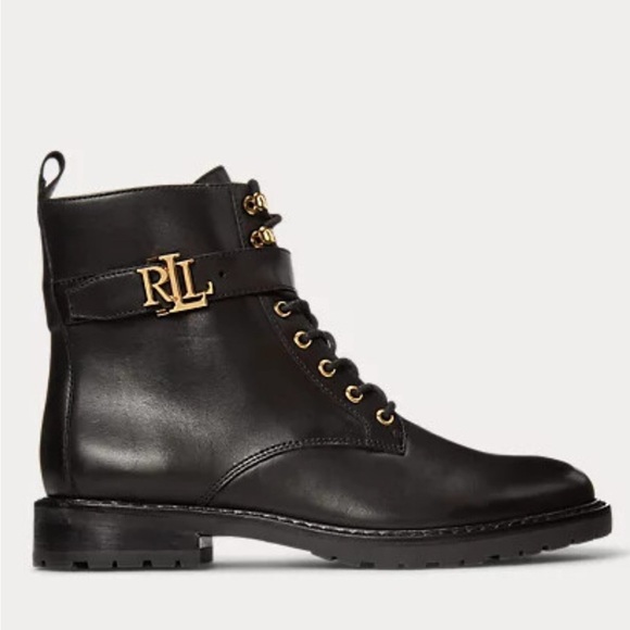 LAUREN RALPH LAUREN Womens Black Elridge Toe Block Heel Leather Booties 5.5 - Picture 3 of 3